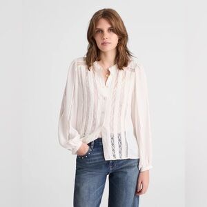 Madewell Lace-Insert Button-Up Long-Sleeve‎ Top
NWT size small